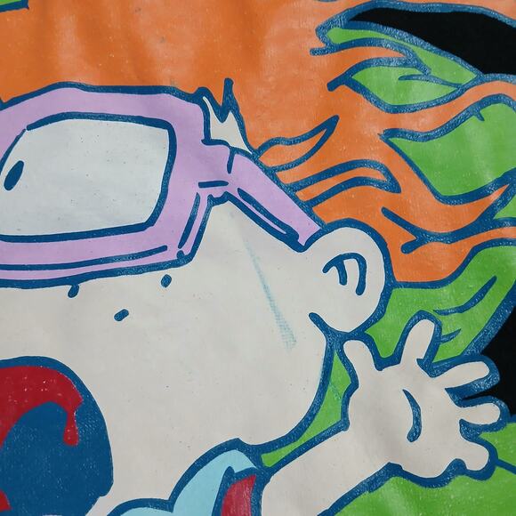 VTG Nickleodeon Rug Rats Large black hoodie Tommy Chuckie 90's large - Picture 7 of 12